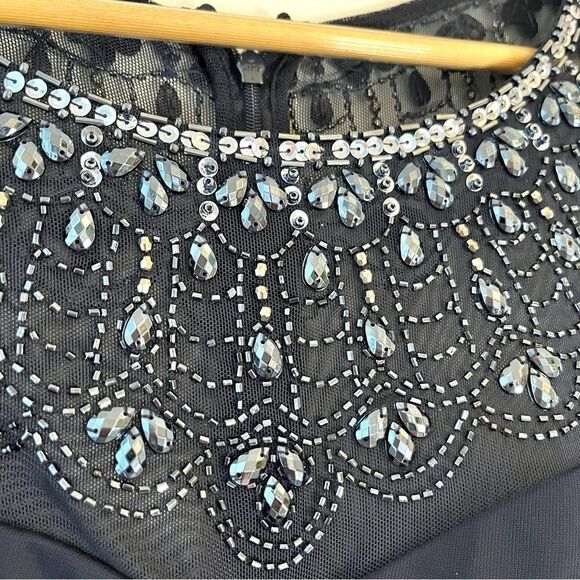 Alex Evenings Beaded Sweetheart Neck Long Sleeve Illusion Neckline Dress 12, NWT - Picture 9 of 15